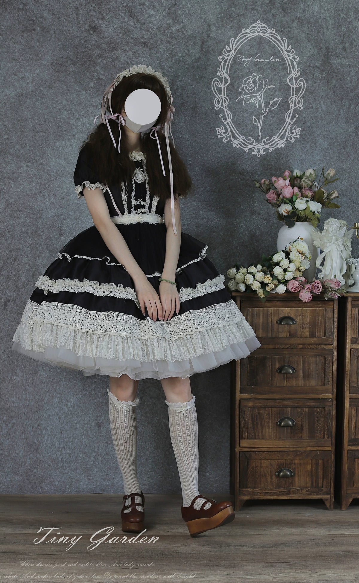 Garden Jardin - Cotton Classic Lolita OP Dress With Tiered Ruffles 45927:868661