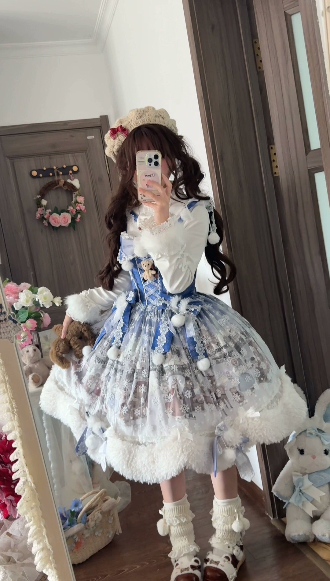 Jiuniangtutao - Edelweiss Moment - Fluffy Sweet Lolita JSK, Snow Details 44264:801707