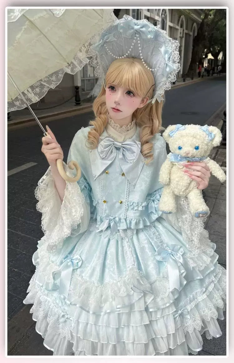 Star Porcelain Doll - Sweet Lolita JSK Dress Set, Tiered Ruffle Hem 46093:874742