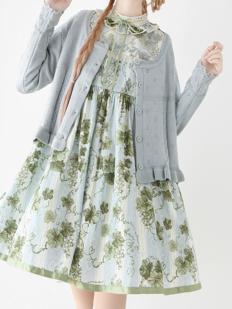 MIST - Kawaii Lolita Sweater Cardigan, Ruffled Lace Hem 43896:789152