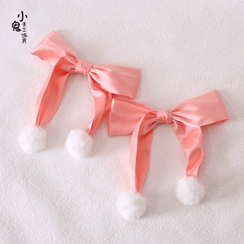 Xiaogui~Sweet Lolita Bow Hair Clips Multicolors a pair of honey pink hair clips 34024:457516