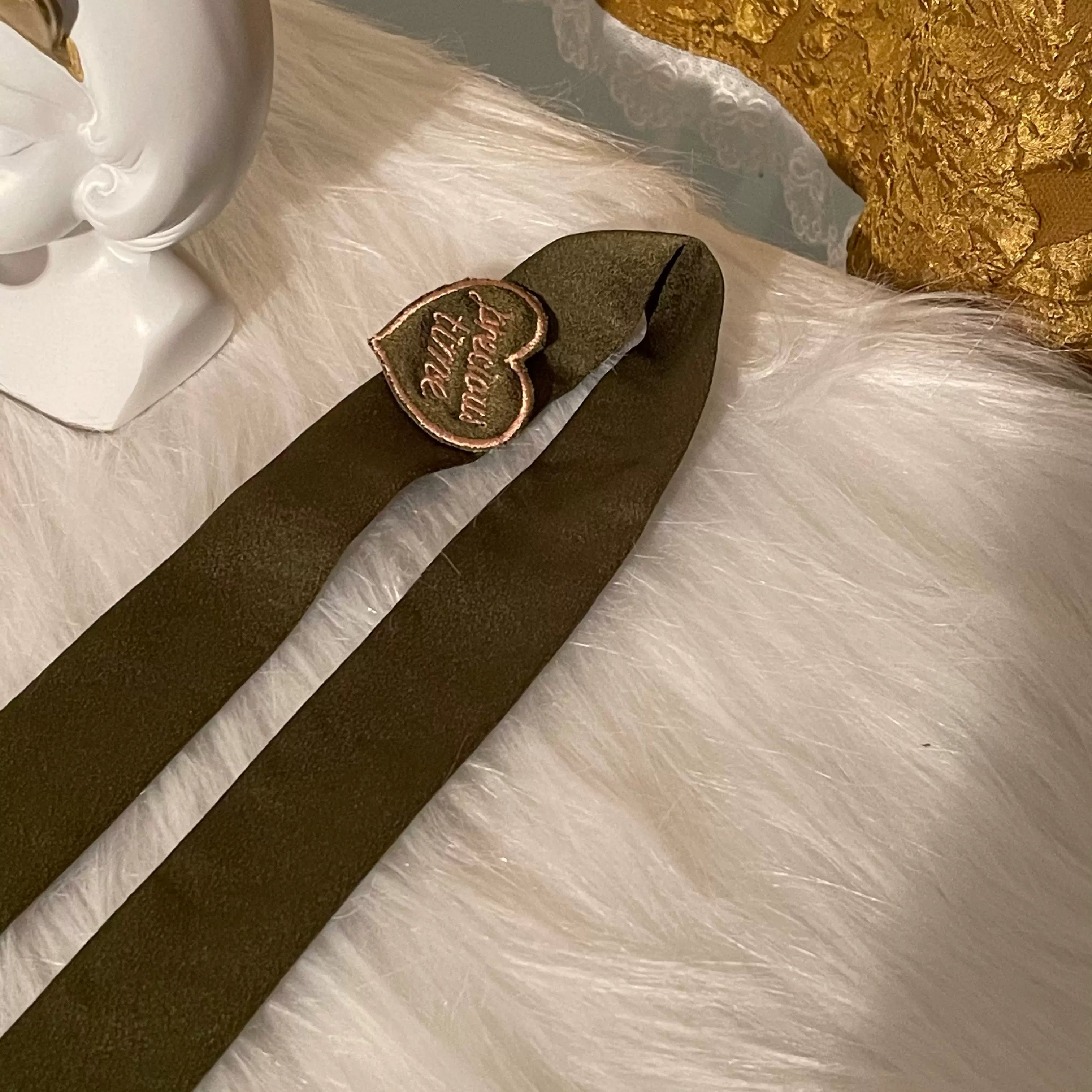 ZJstory - Gold Age - Retro Lolita Bow Necktie One Size 1.0 dark green choker