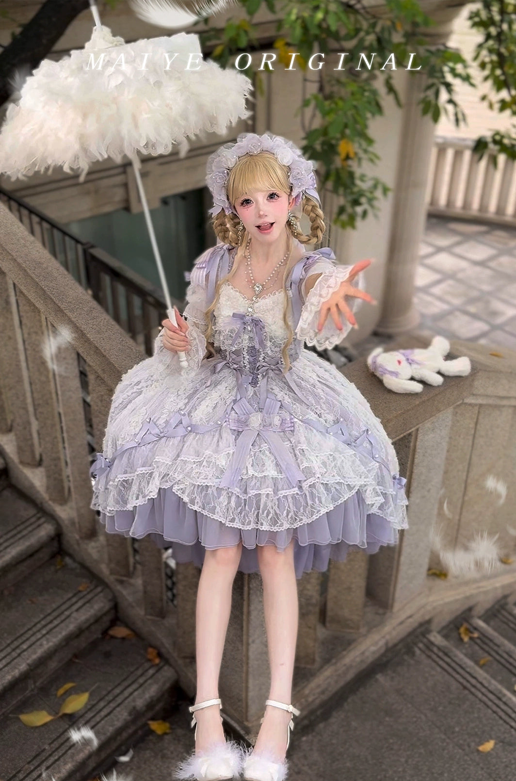 MieYe - Diana Rose - Bridal Lolita Dress Short Wedding OP with Accessories 41638:795771