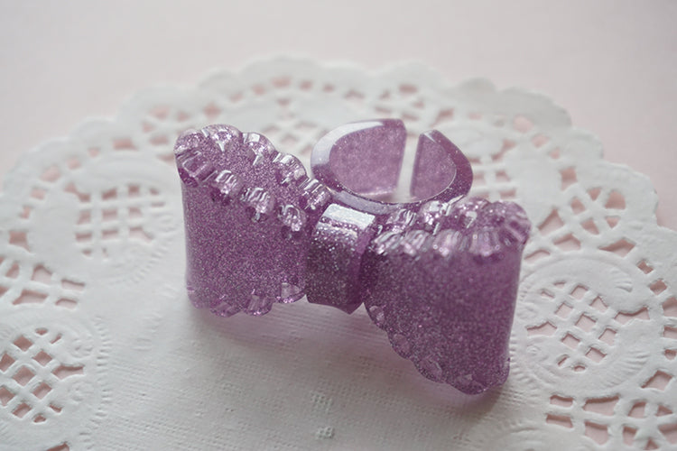 (Buyforme)Cat Tea Party~ Sweet Lolita Bow Ring and Necklace purple ring  