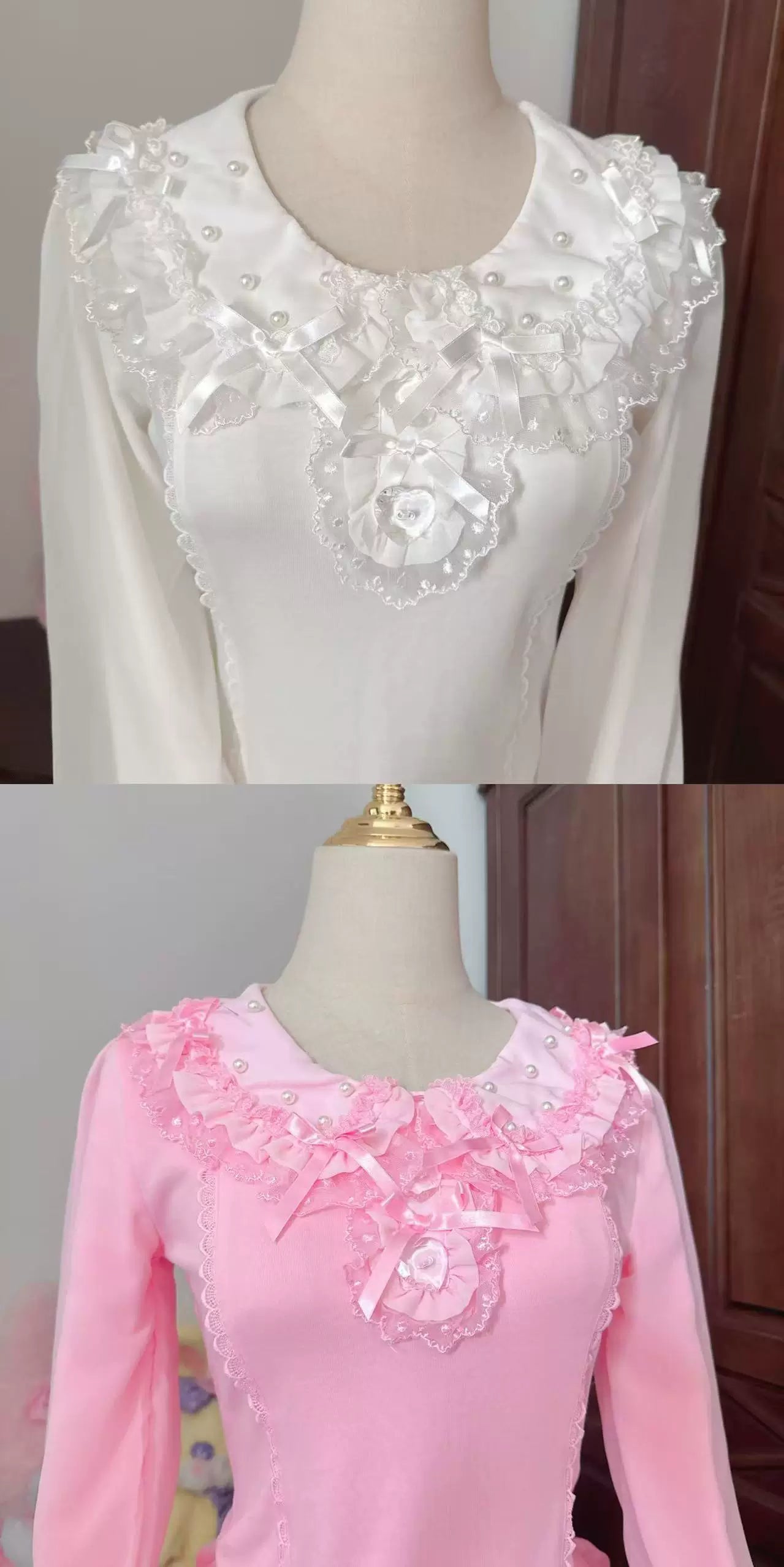Sea Coconut - Cotton Old School Lolita Peter Pan Collar Blouse with Lace