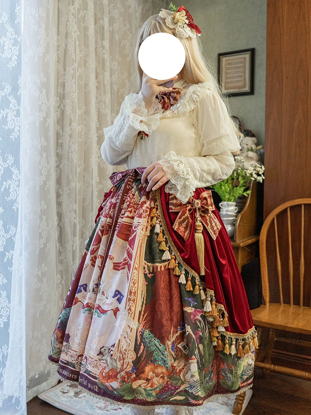Miss Point~Kaleidoscope~Classical Lolita Shirt Dot Gauze Detachable Puff Sleeve Blouse Customized 35392:488882
