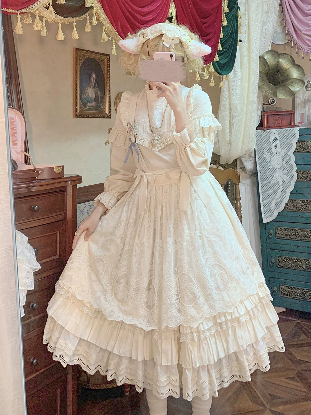 Kawaii Retro Lolita SK with Detachable Suspenders