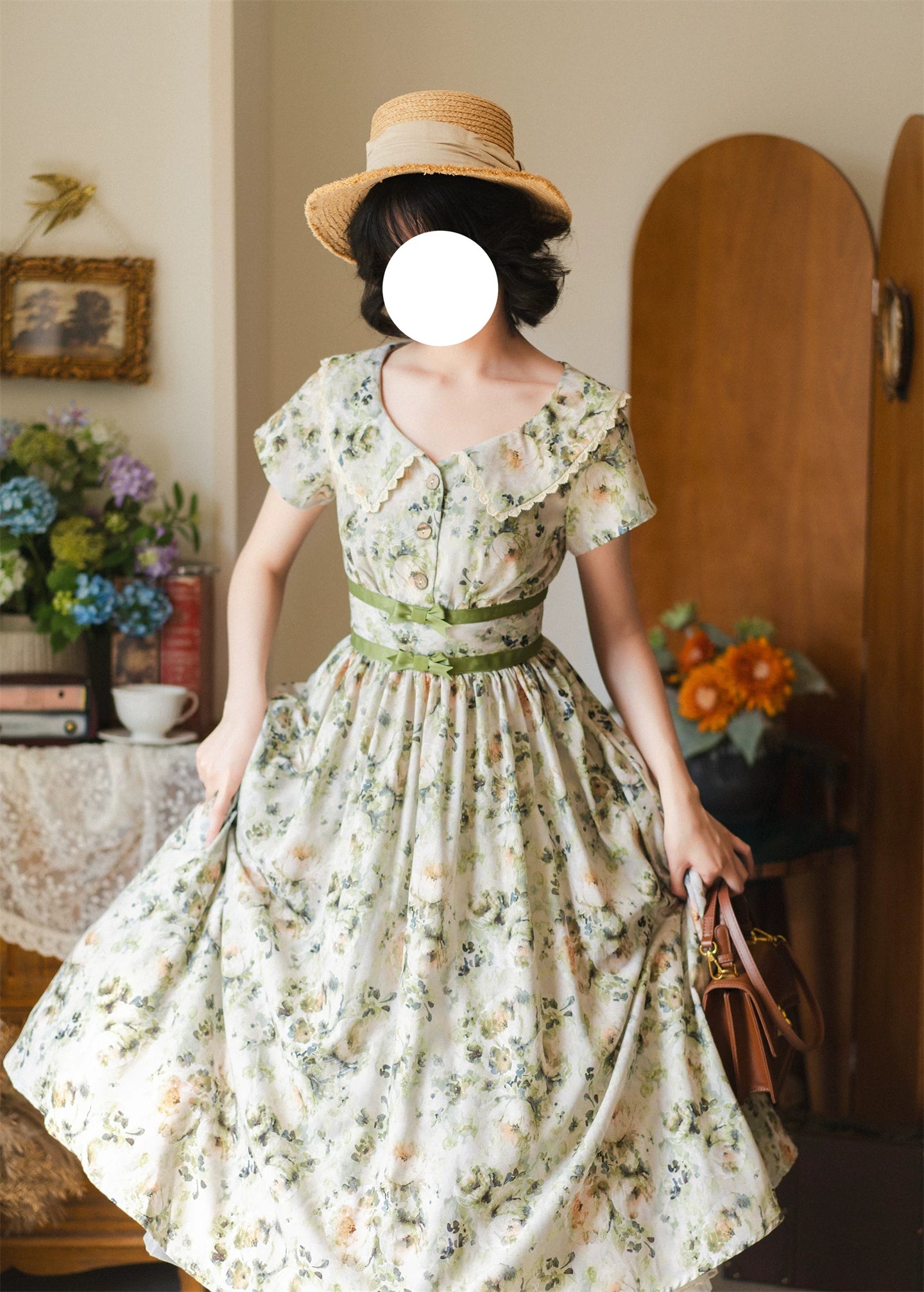 Forest Holiday - Vintage Daily Lolita Floral Printed OP Dress 45506:851079