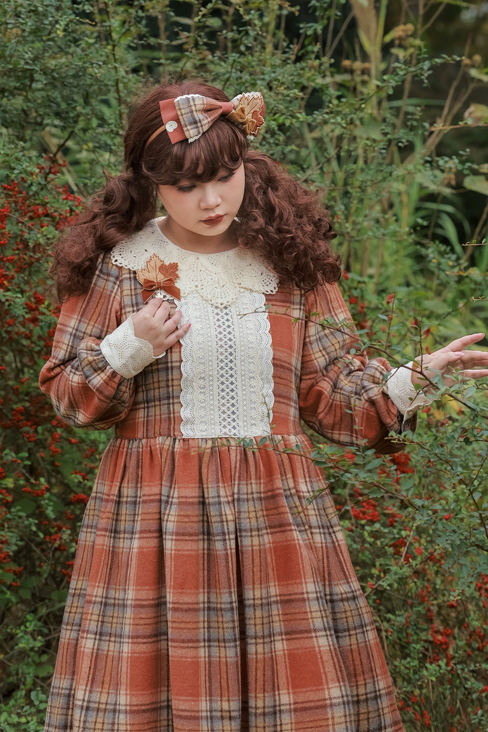 (BFM)Miss Point~Fat Fox in the Forest~Customized Lolita OP Dress Plaid Loose Daily Dress 37590:562852