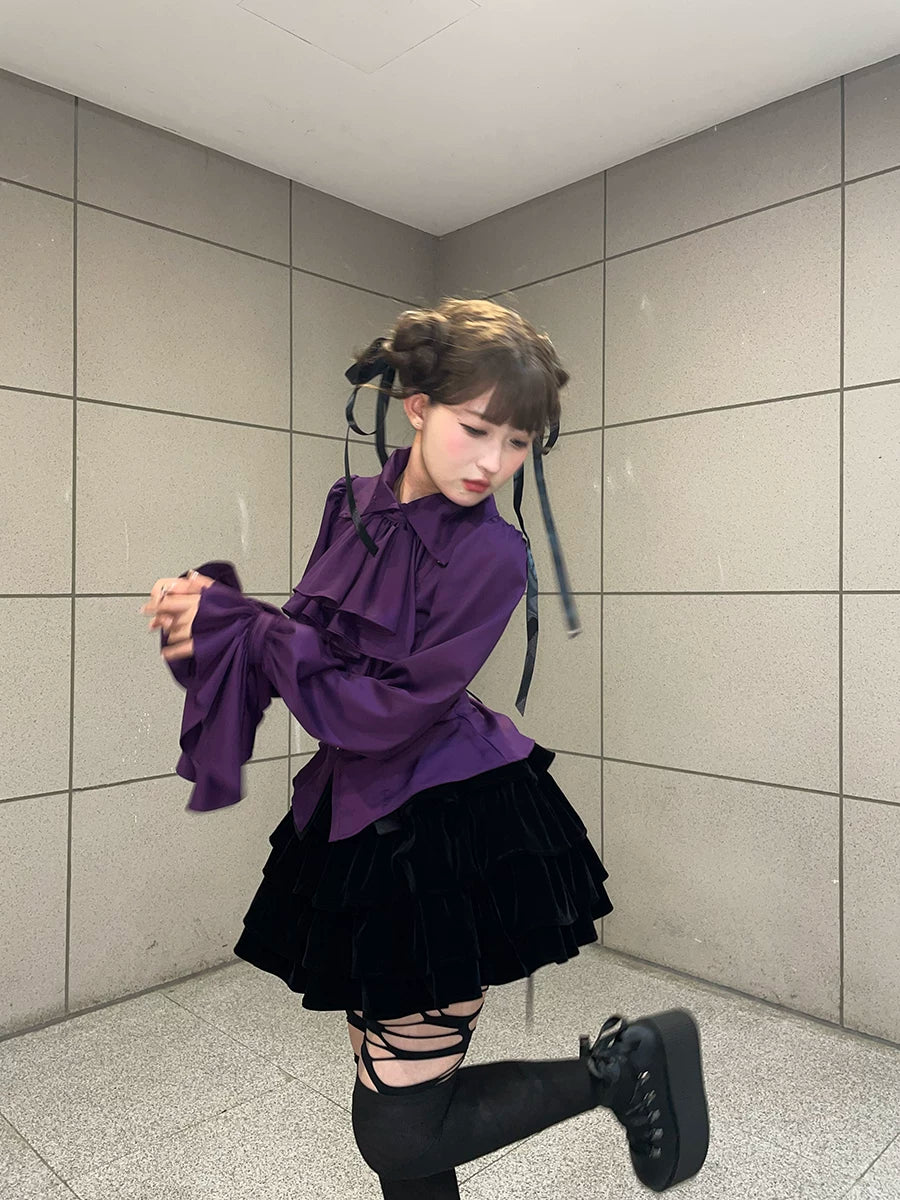 A Tiny Cake - Doll-like Velvet Lolita Skirt, Tiered Skirt 44618:814522