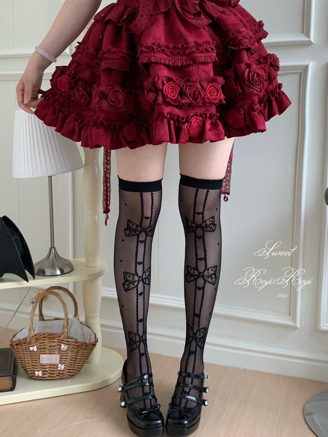 Sweet Lolita Thigh High Polka Dot Socks with Bow Patten 45515:851559