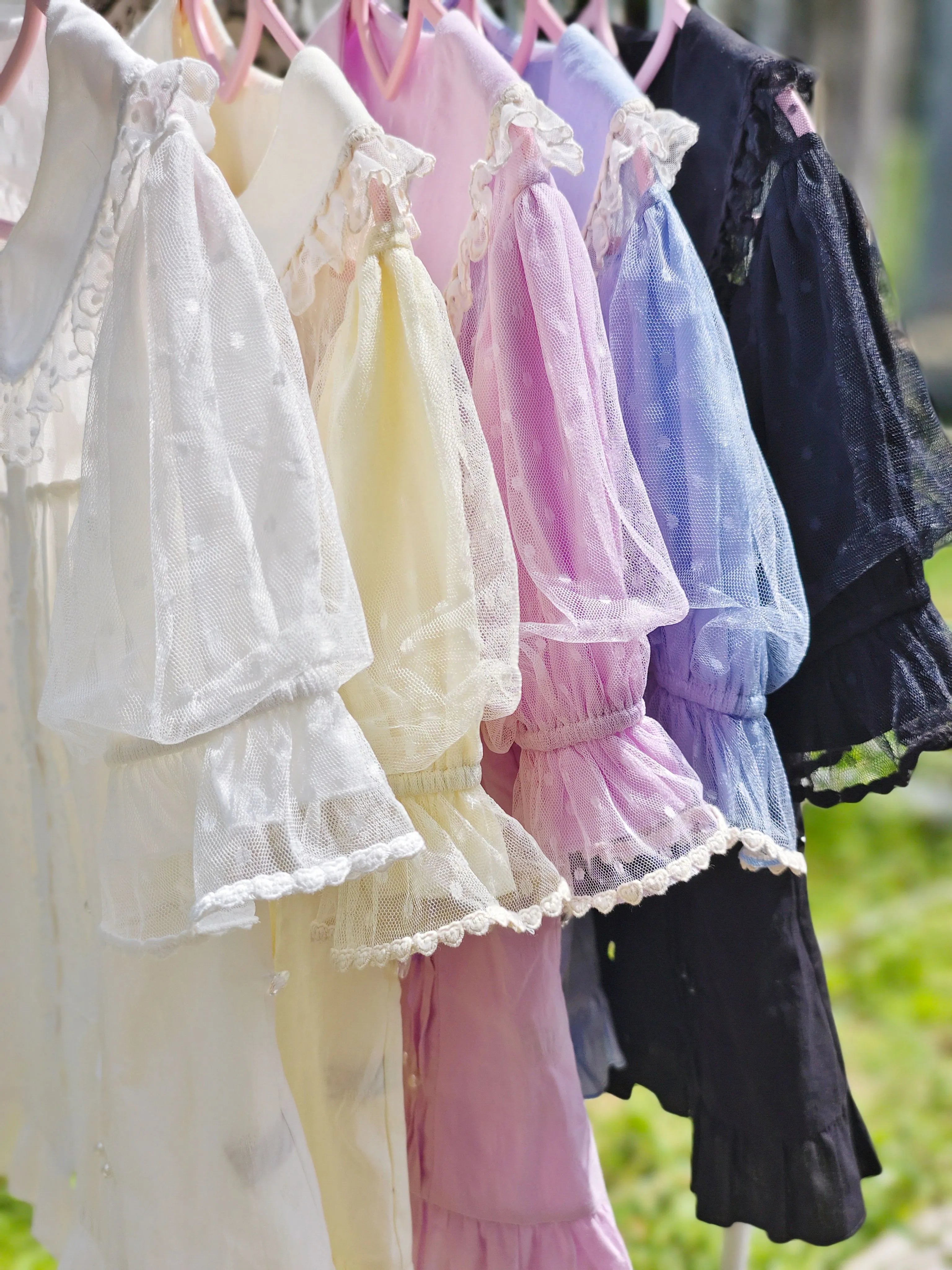 Magic Tea Party - Little Heart - Cotton Lolita Shirt Versatile Puffy Sleeve Blouse S Black