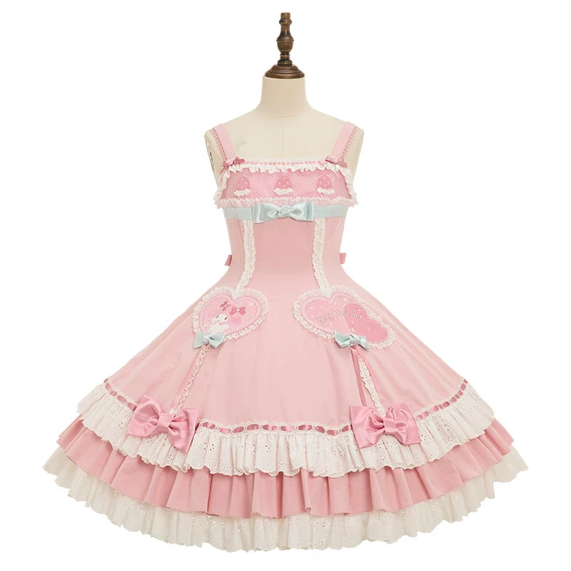 IP Collaboration Sweet Lolita Dress, Gorgeous OP & Slim JSK Pink - Slim Fit JSK XS