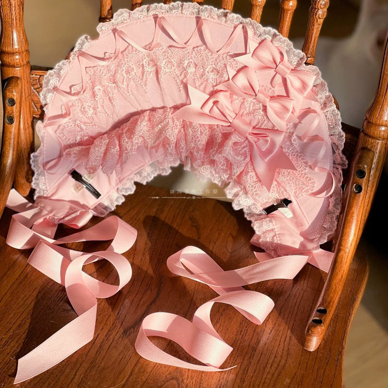 MAID - Elegant Lolita Bonnet Velvet Lolita Hat pink bnt