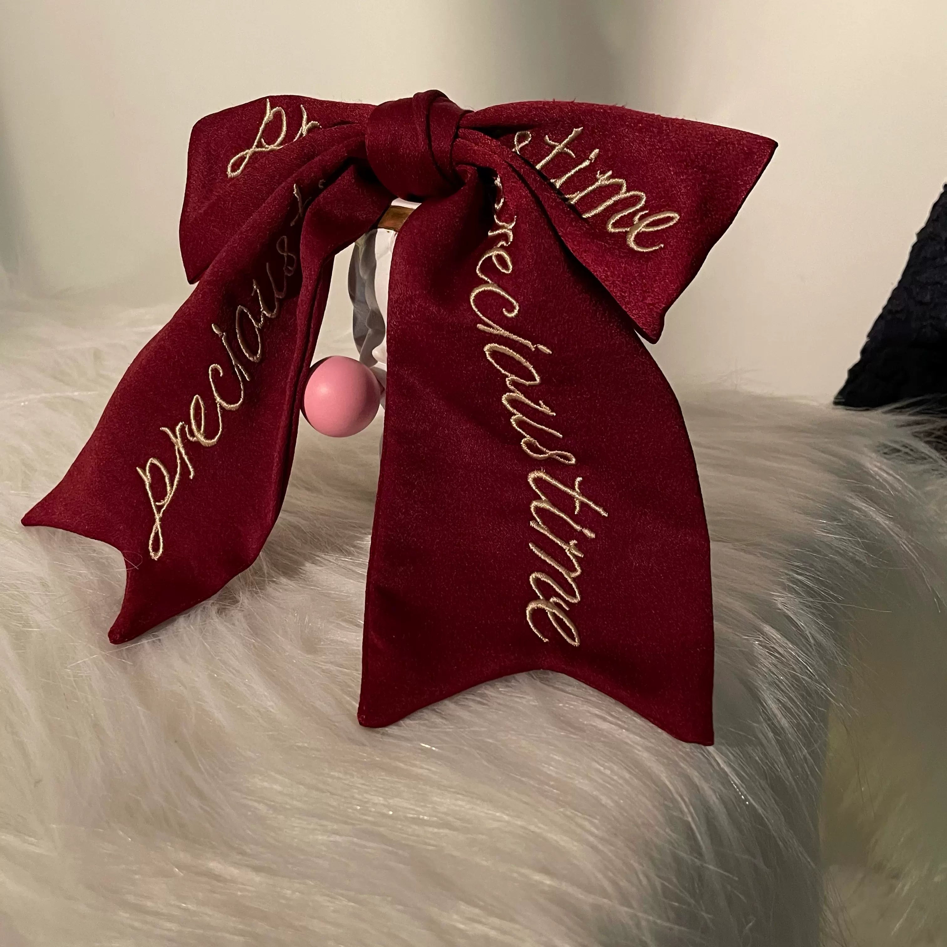 ZJstory - Gold Age - Retro Lolita Bow Necktie One Size 1.0 red embroidered bow