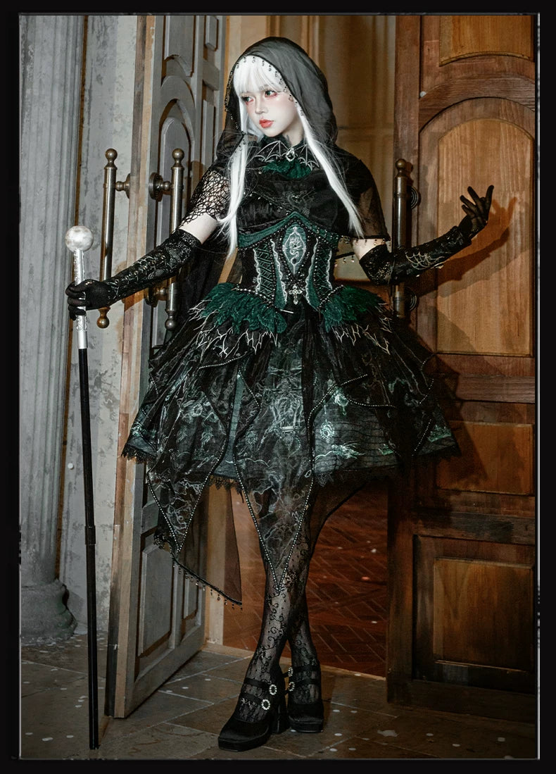 Bone Dragon - Gothic Lolita Corset JSK Dress Set with Embroidery 45654:856899