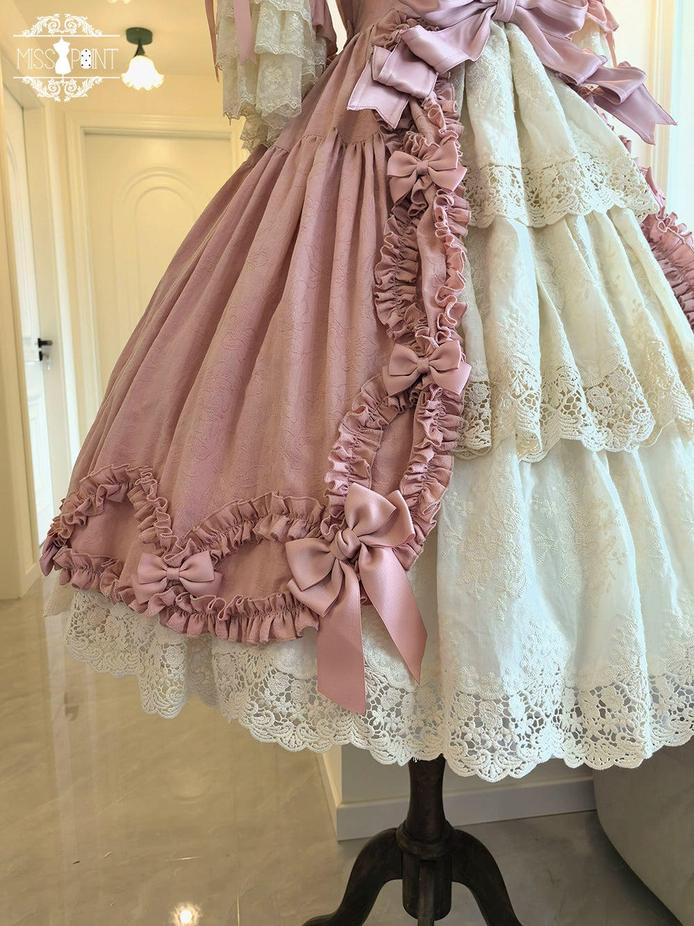 Miss Point~Lilyka Garden~Classic Lolita OP Dress Set Elegant Floral Wall Princess Sleeve 38832:606278