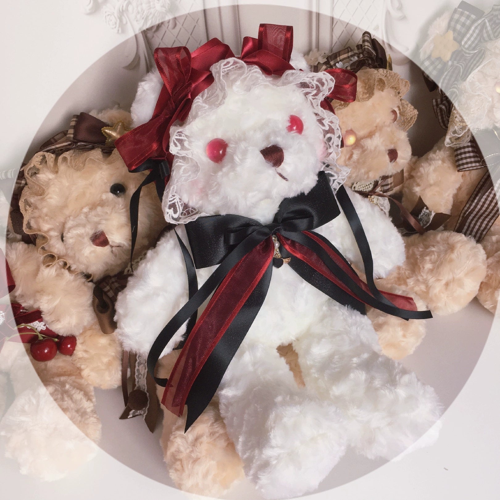 Chestnut Lolita - Gothic Lolita Bag Dark Bloody Bear Bag No Bloody Decoration (Red Eye) + Pearl Strap