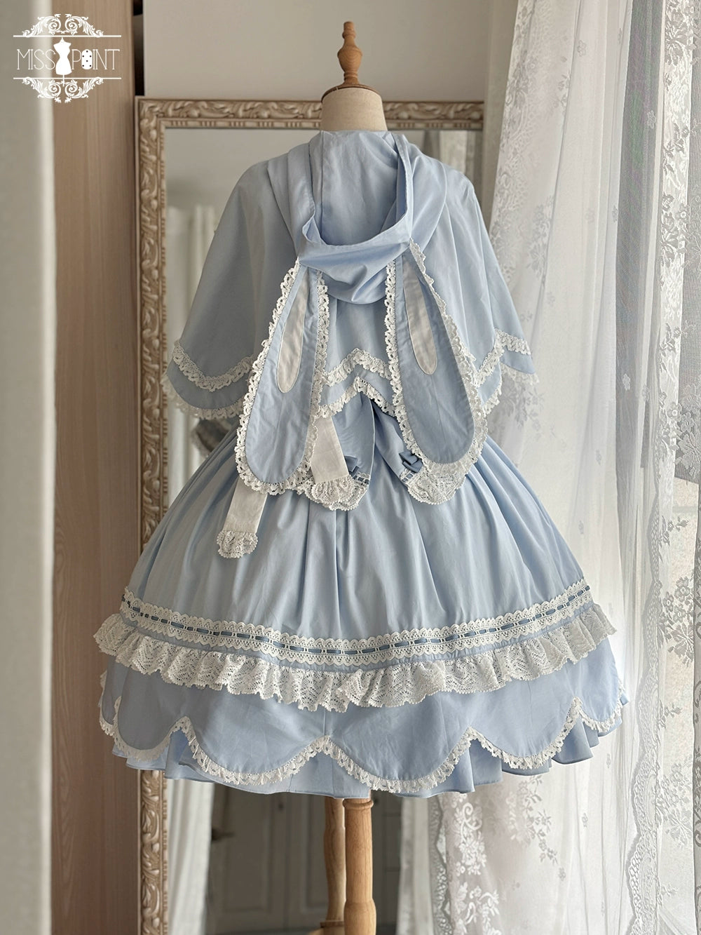 Vintage Petal Rabbit - Pure Cotton Kawaii Lolita Cape With Rabbit Ear Hood 43138:767093