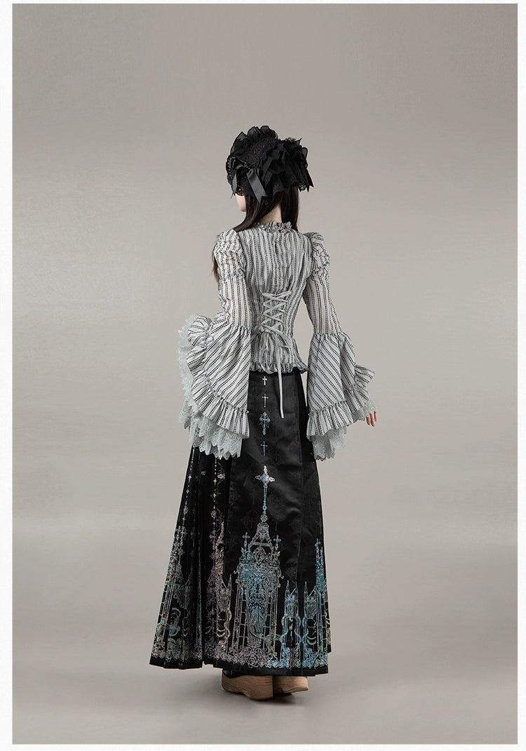 With PUJI - Letter and Poetry · Raven's Night Song - Oriental Aesthetics Gothic Lolita Dress Set 43907:788838