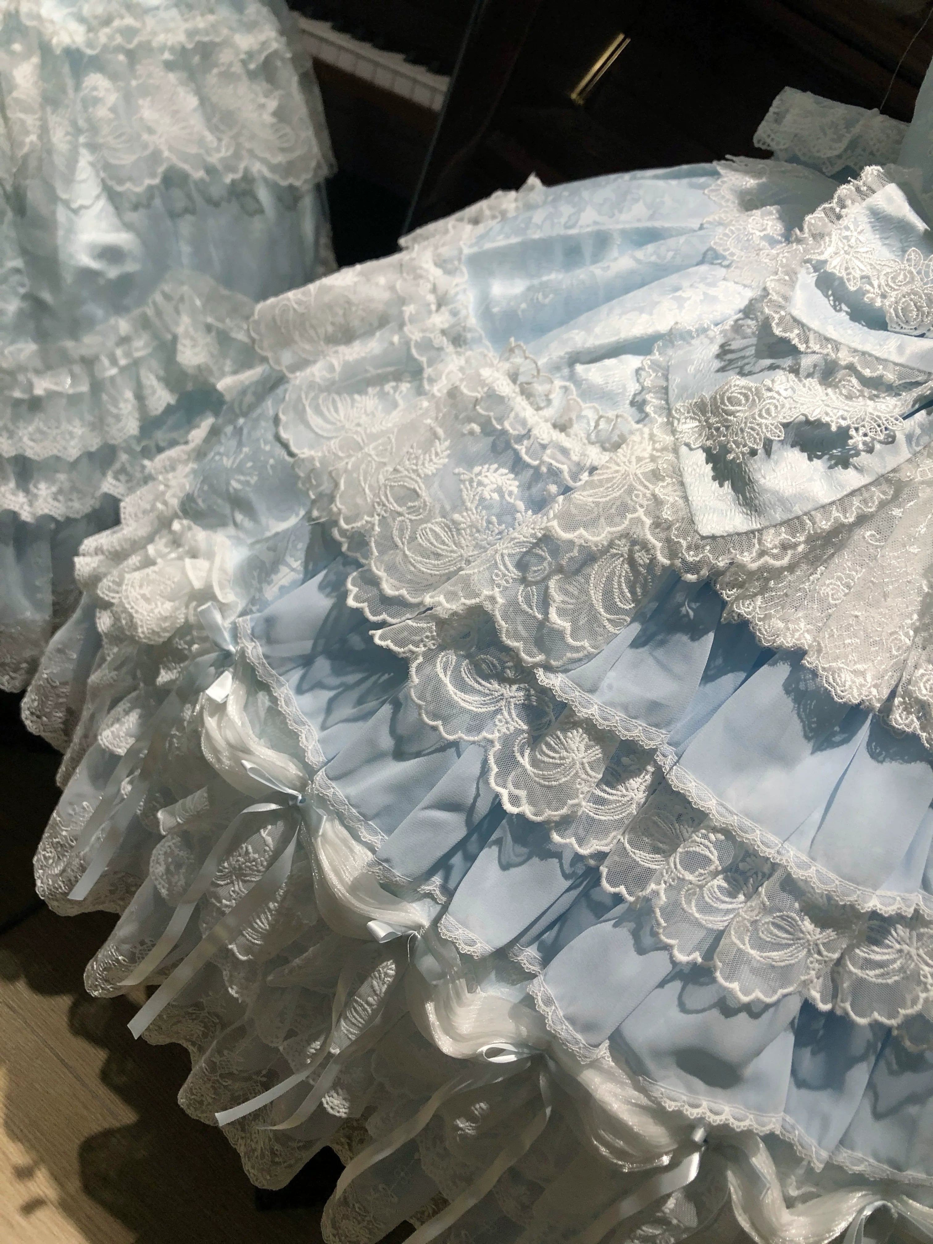 Eternal Floral Whisper - Sweet Lolita Tiered JSK Dress with Lace 45601:854609