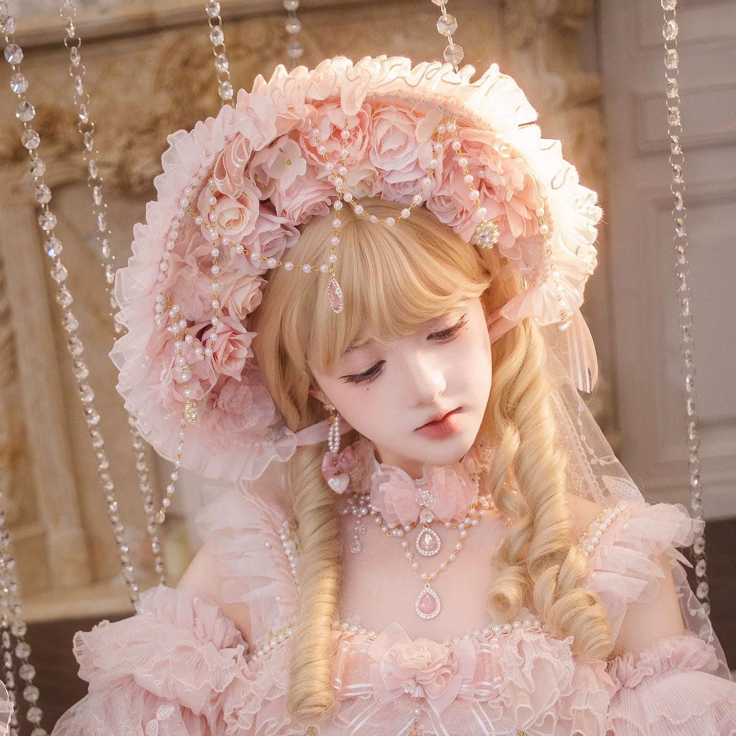 Runaway Princess - Wedding Lolita BNT, Pearls & Rhinestones BNT + Head Veil