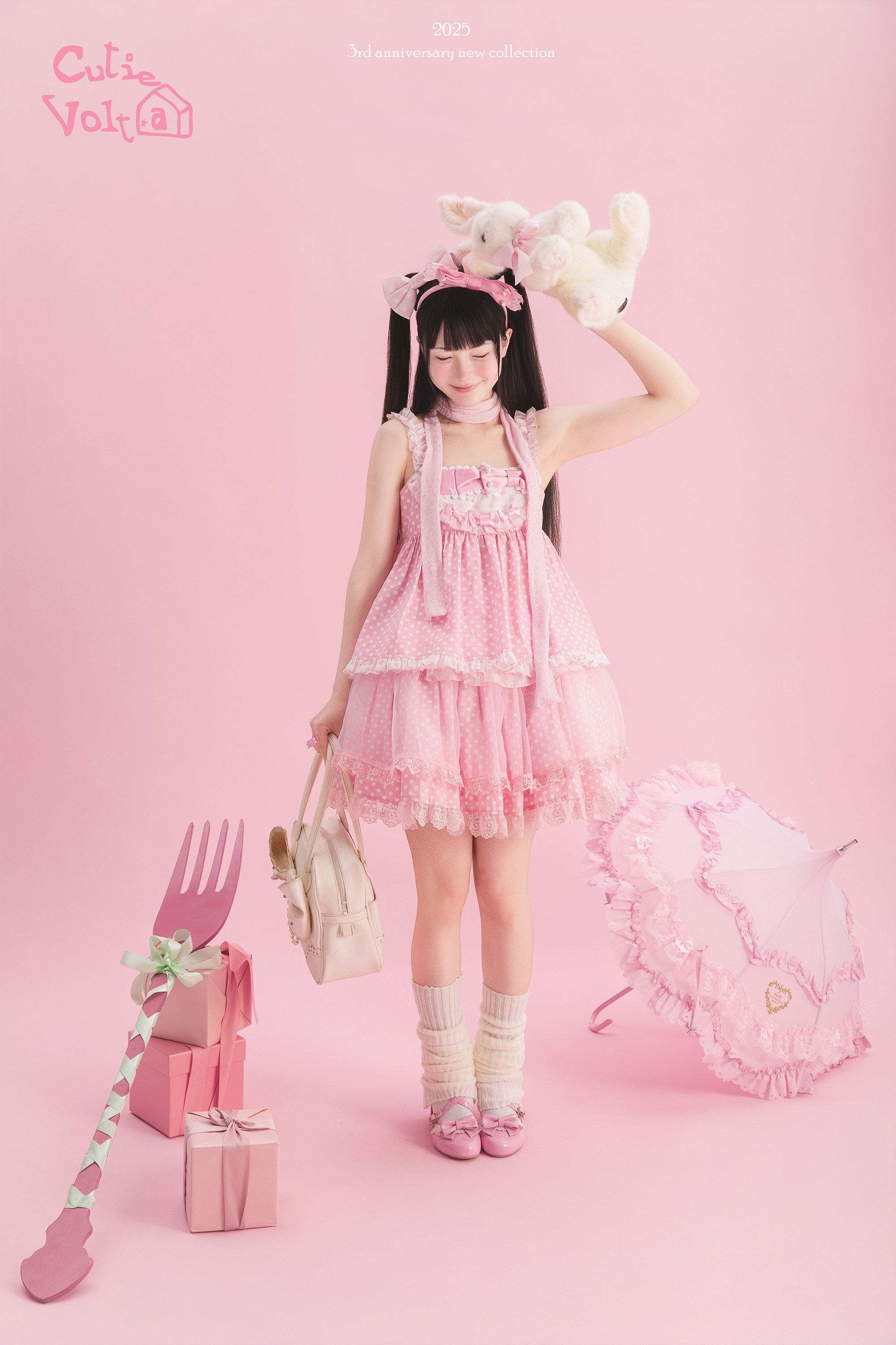 Candy Cottage - Old School Lolita Polka Dot Dress & Top Skirt Set 45522:851866