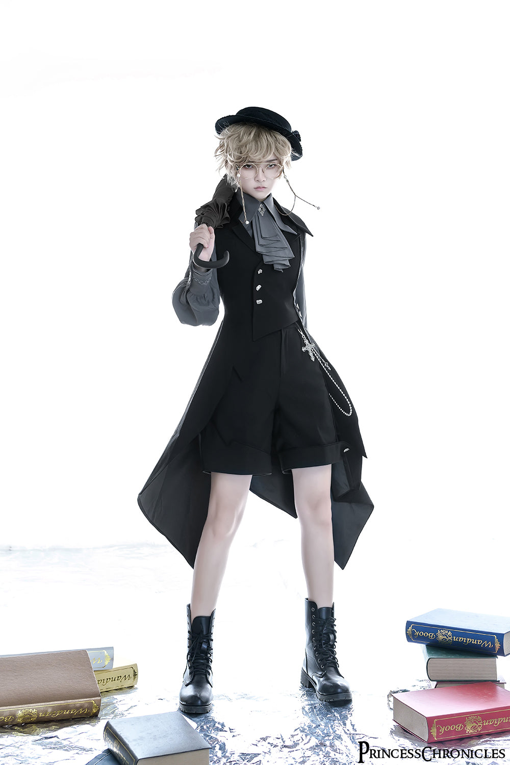 Princess Chronicles - Black and Blue - Retro Ouji Lolita Shirt 4420:234236