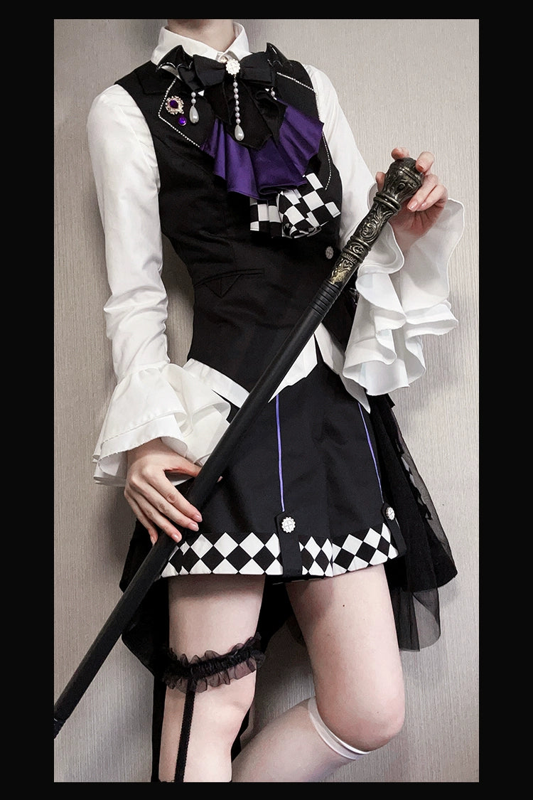 Forest Fluorescent Carps - The Judge's Game - Black Ouji Lolita Shorts Suit Prince Long Sleeved Shirt