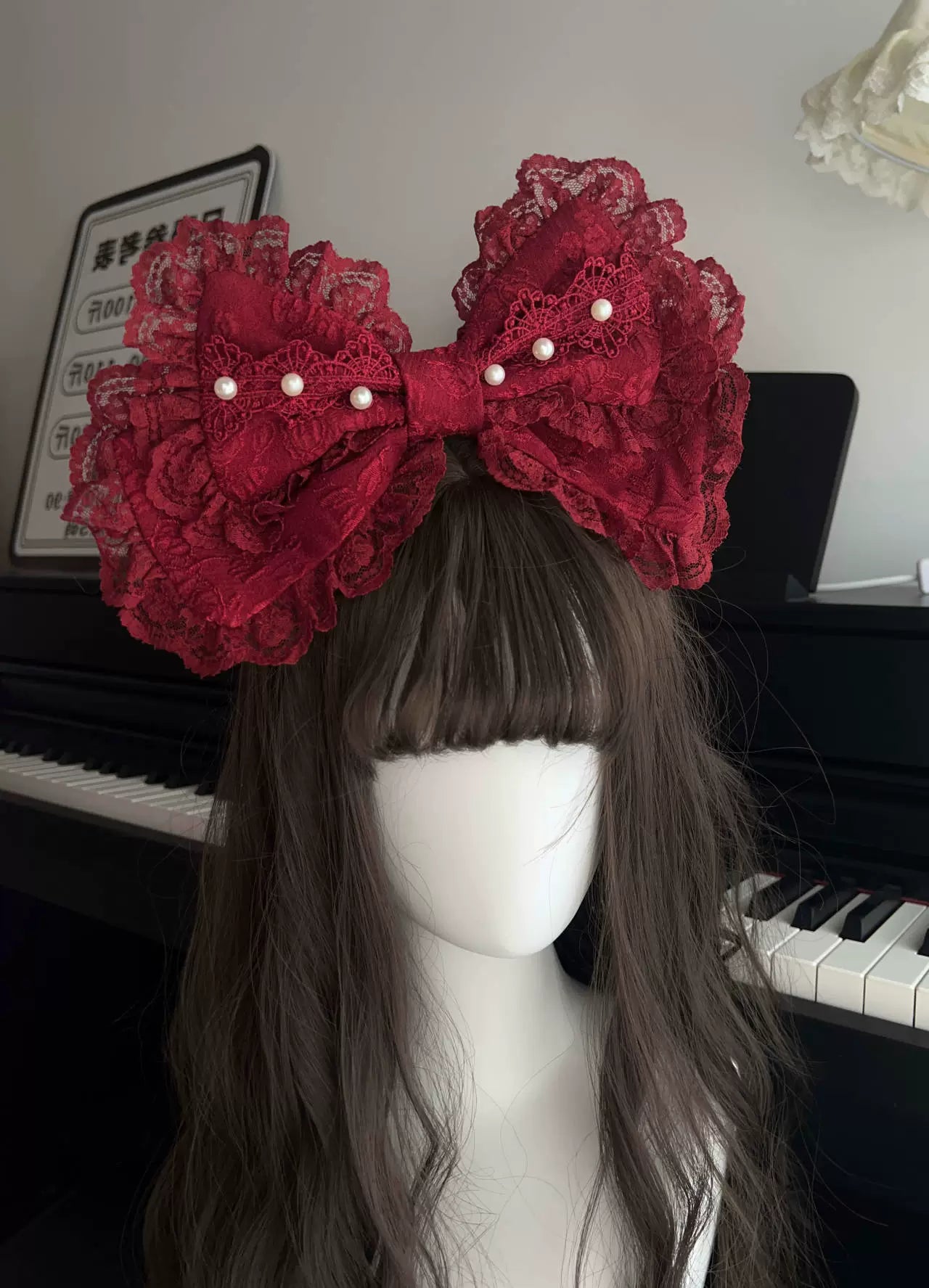 Sugar Girl - Rose Tale - Sweet Lolita Accessories Summer Trailing Short Sleeves KC One Size Burgundy KC