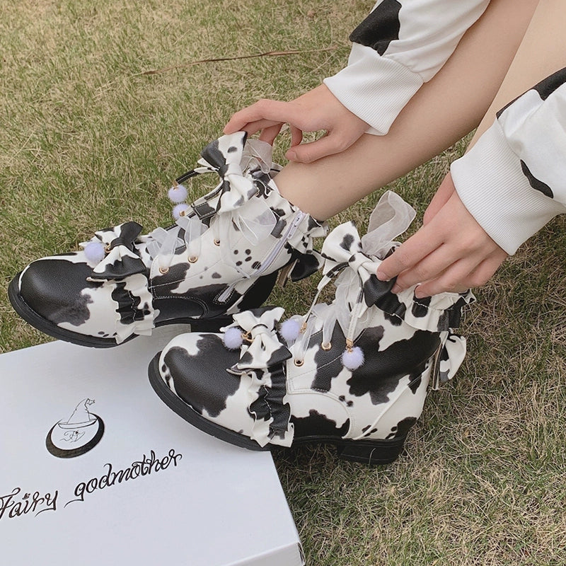 Fairy Godmother~Enthusiastic Ideation~Elegant Lolita Shoes Fleeced Short Martin Boots 32686:409528