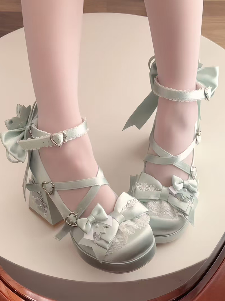 Sakura Oath - Sweet Lolita Chunky Heel, 3D Floral Decoration 44458:809007