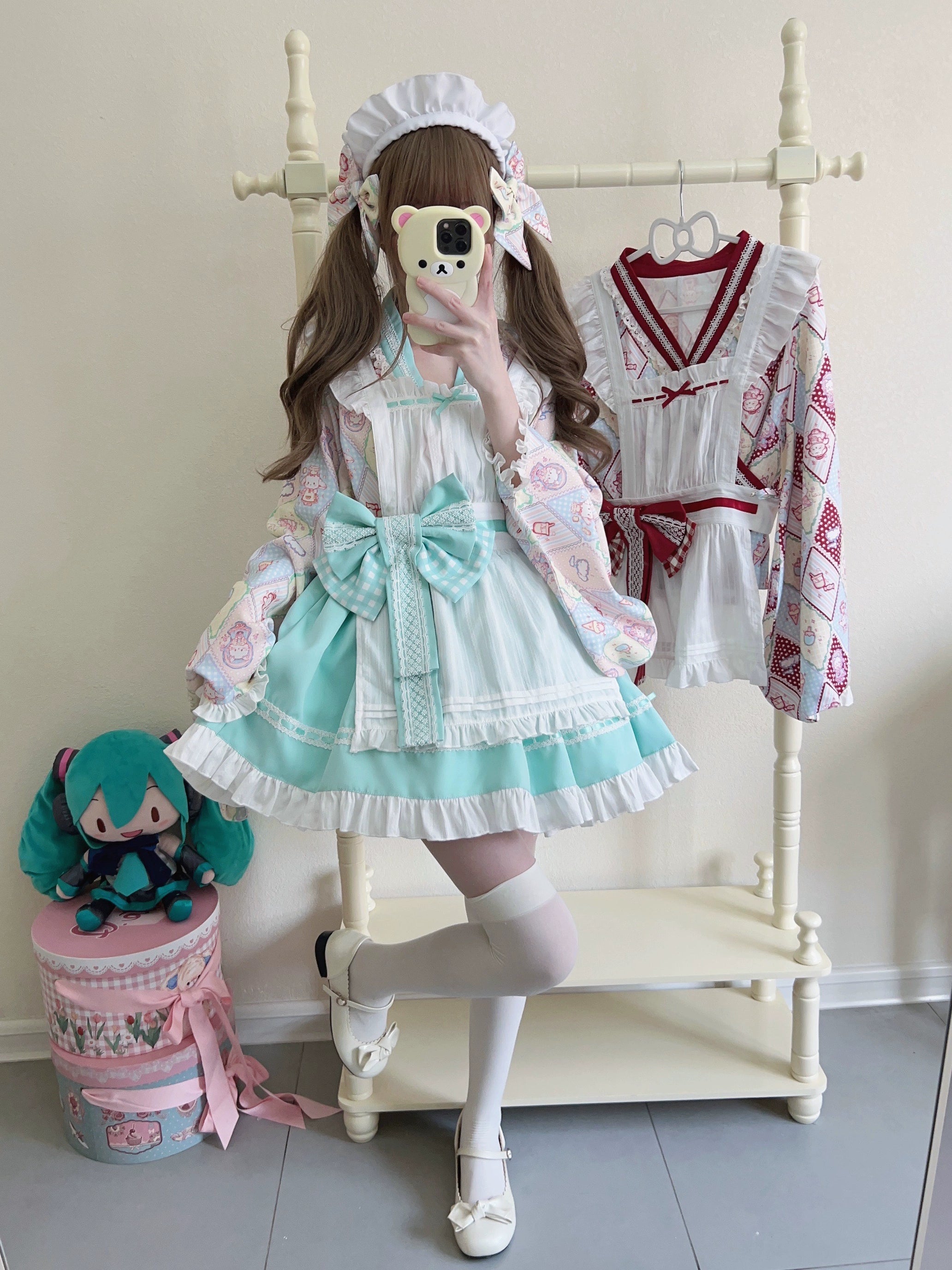 Sugar Girl~Showa Sweetness~Maid Wa Lolita Skirt Set Cute Summer Lolita Bow Apron 35422:520344