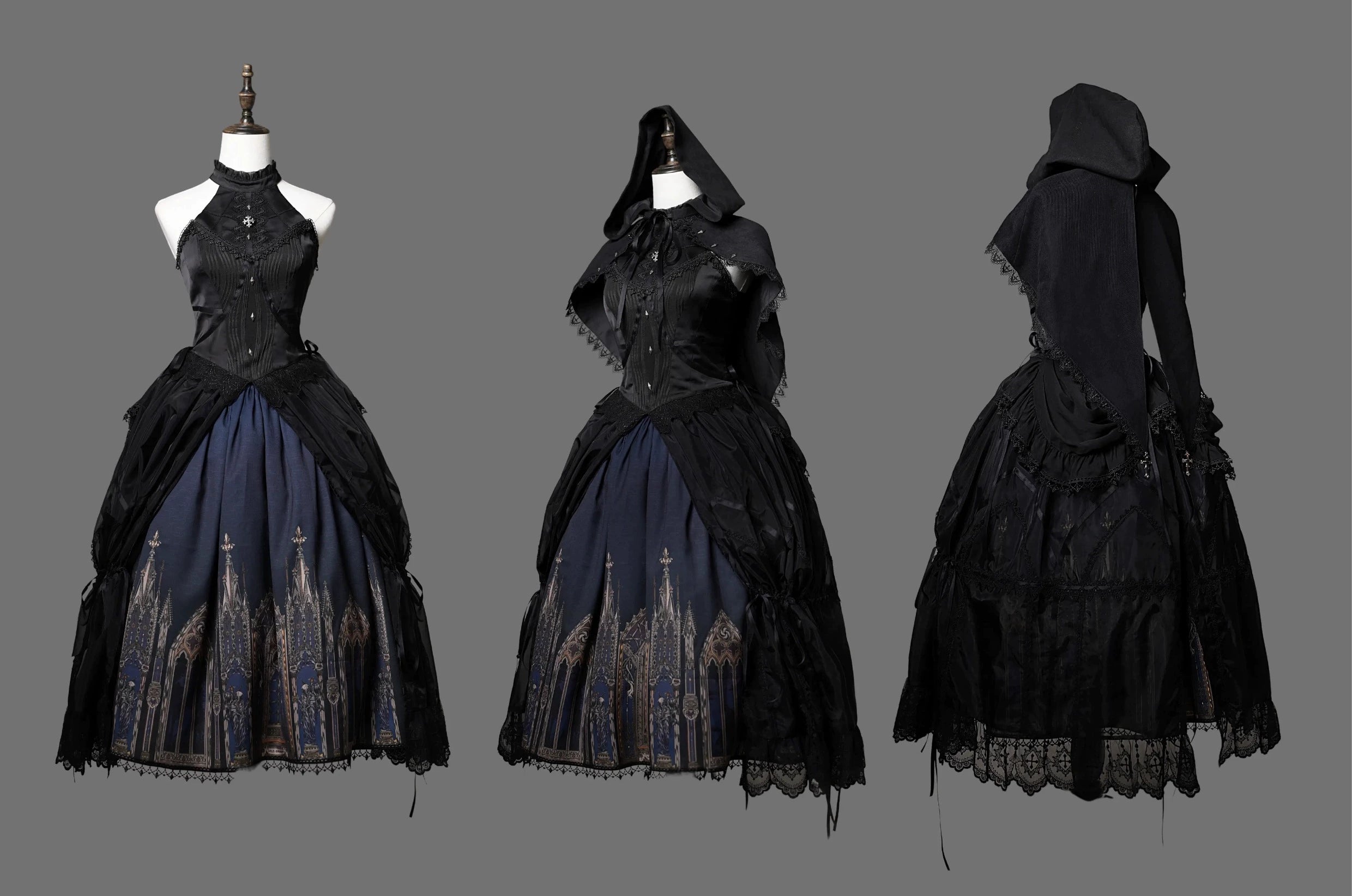 Wuyuzhe - Wolf Hunter - Gothic Lolita SK Set Halter Overskirt Cape Vest