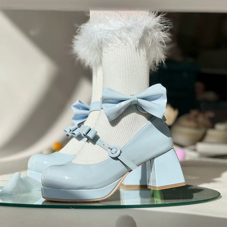 Covenant Doll - Sweet Lolita Chunky Heel Shoes, Detachable Bow