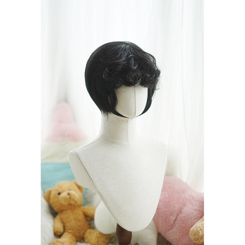 Imperial Tea - Daily Lolita Wigs Roman Roll Wig Natural black wavy bob with bangs