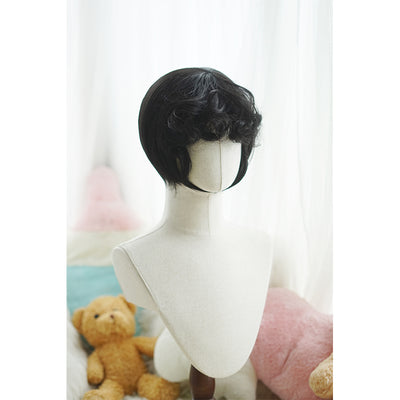 Imperial Tea~Daily Lolita Wigs Roman Roll Wig Natural black wavy bob with bangs  