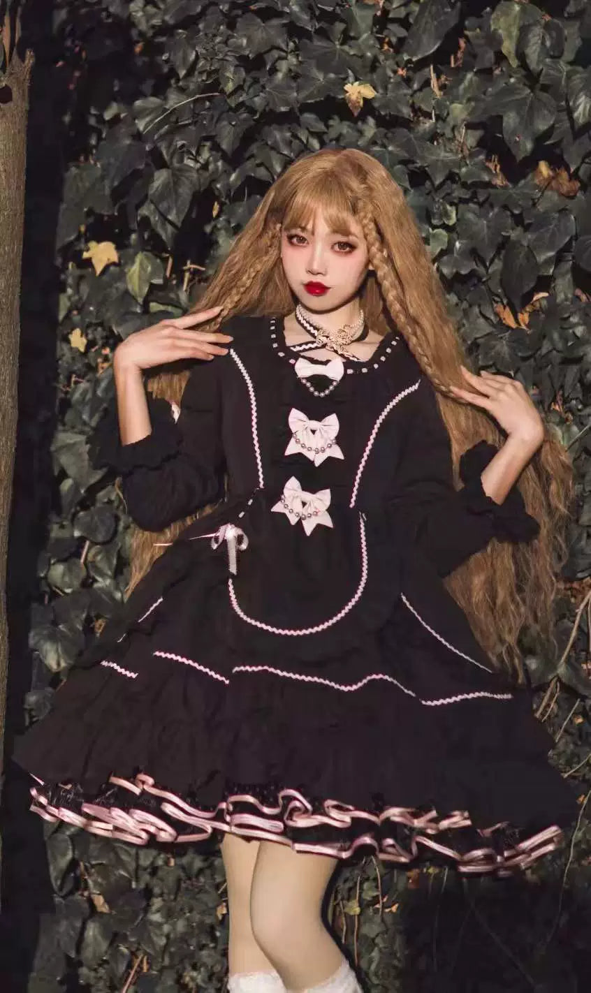 (BFM)Catlow Rabbit~Black Lolita Doll OP/JSK with Adjustable Elasticity 33540:431852