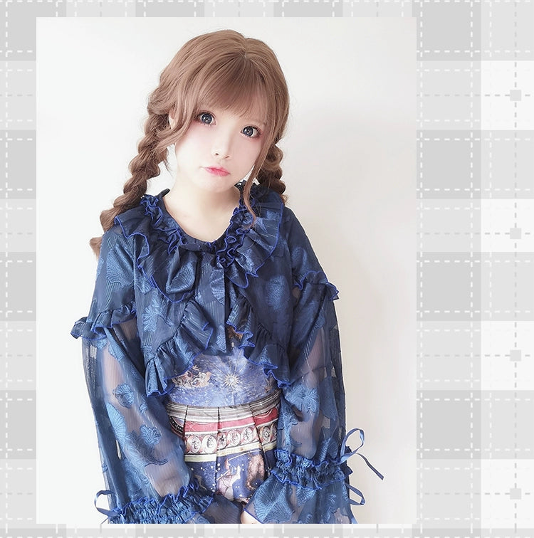 Time Memory~Xianbei~Sweet Lolita Chiffon Lantern Sleeve Cardigan with Bow 34598:463176