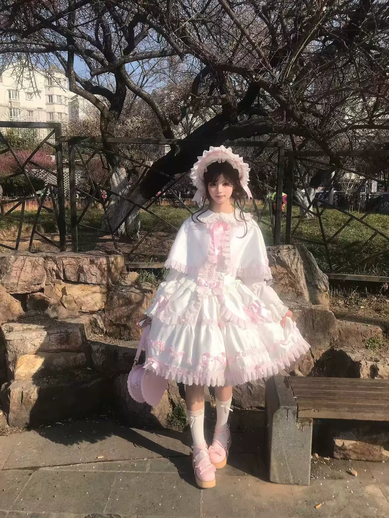 Charlotte Bouquet - Old School Lolita JSK Set, Embroidery & Bows 45093:835312