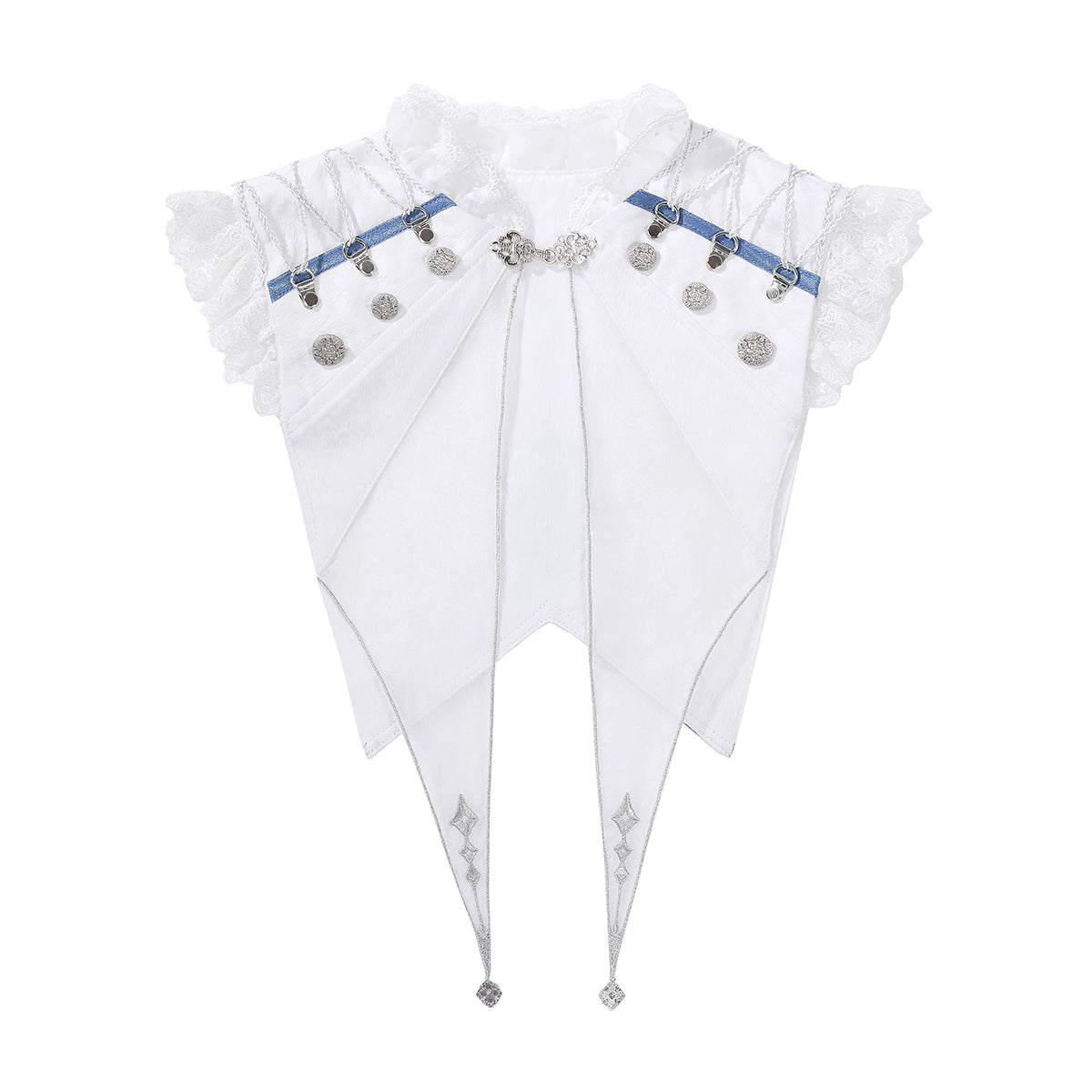 Designer's Gift - Blue Dragon Bone - Ouji Lolita Shorts Suit with Embroidery and Trailing cape only S