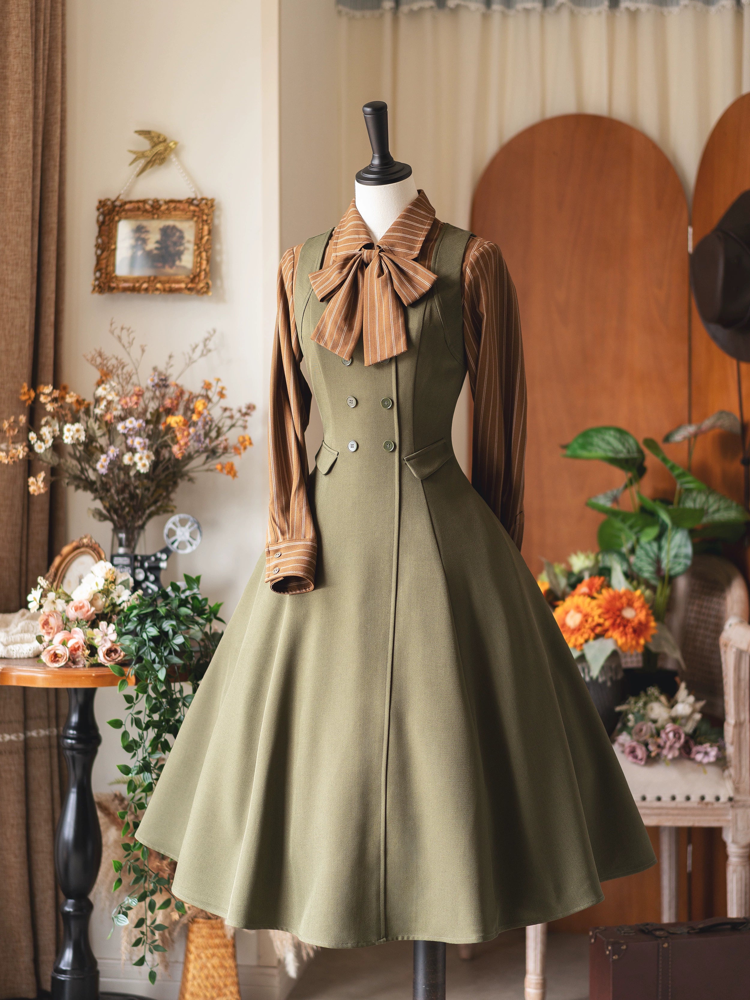 Forest Wardrobe - Foggy Forest - Elegant Lolita A-line JSK Dress, Side Pockets 44271:801649