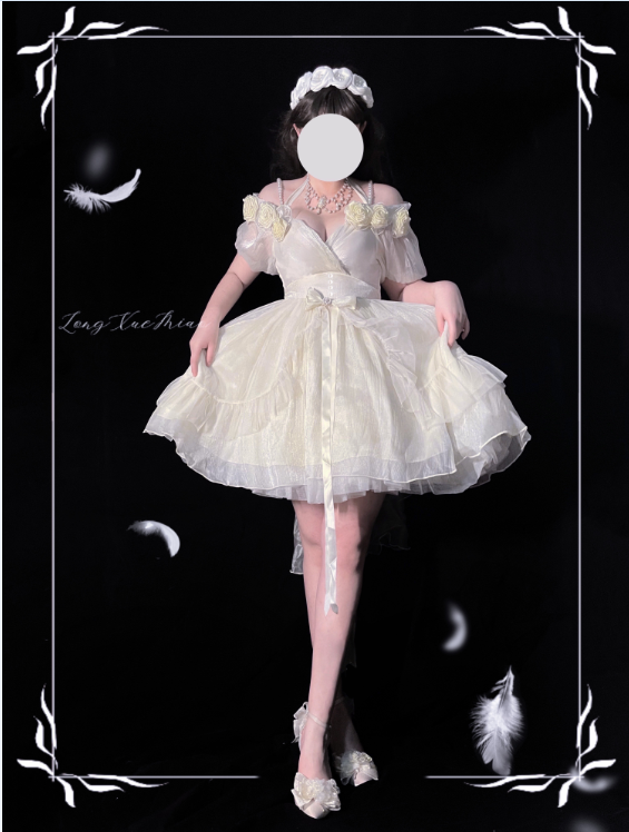 Meowing and fruity - Miss Dael Fairy Lolita OP Dress S Ivory Short Dress