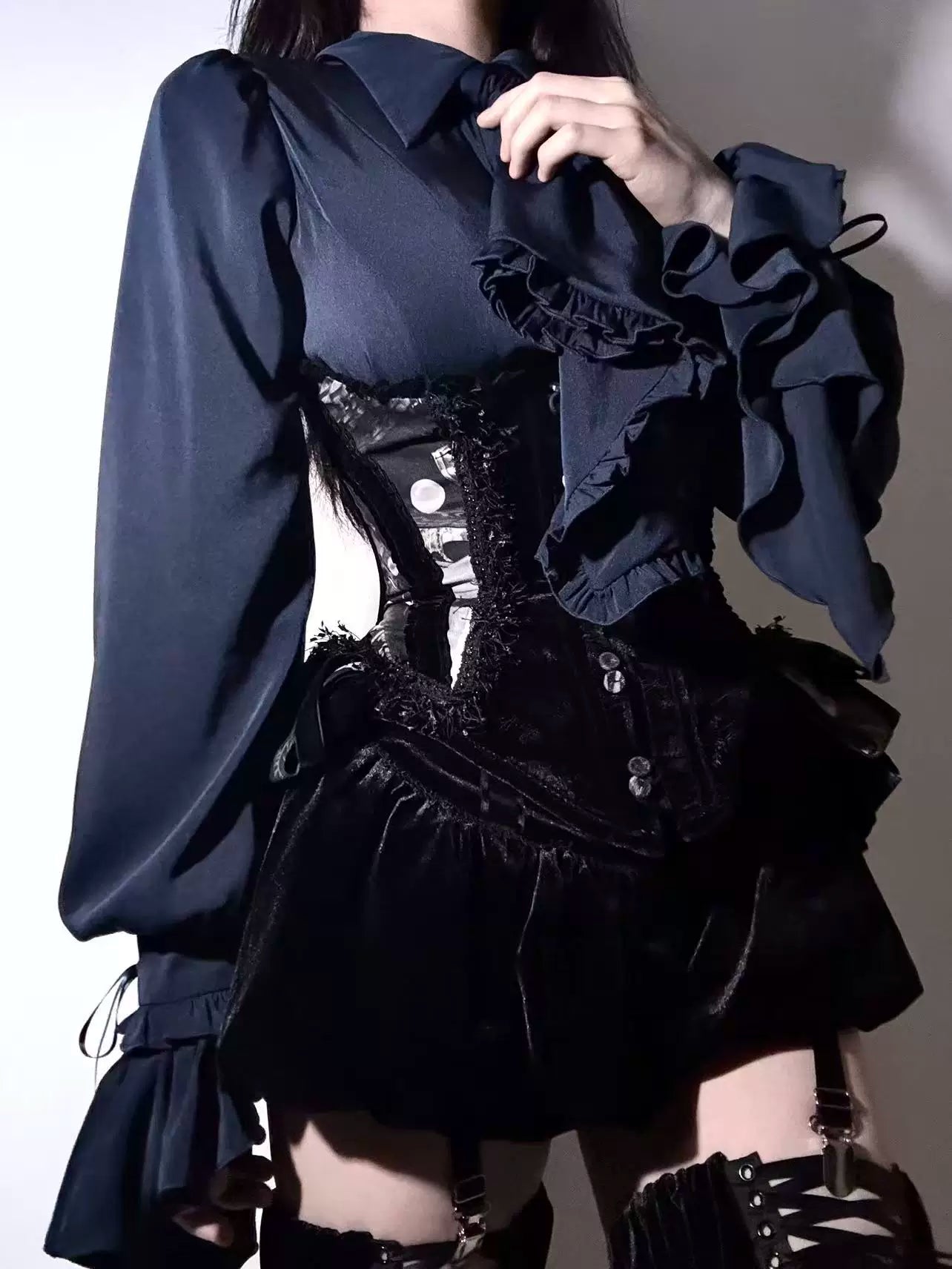 Moon Knight - Ouji Lolita Lantern Sleeve Blouse, Detachable Cuffs