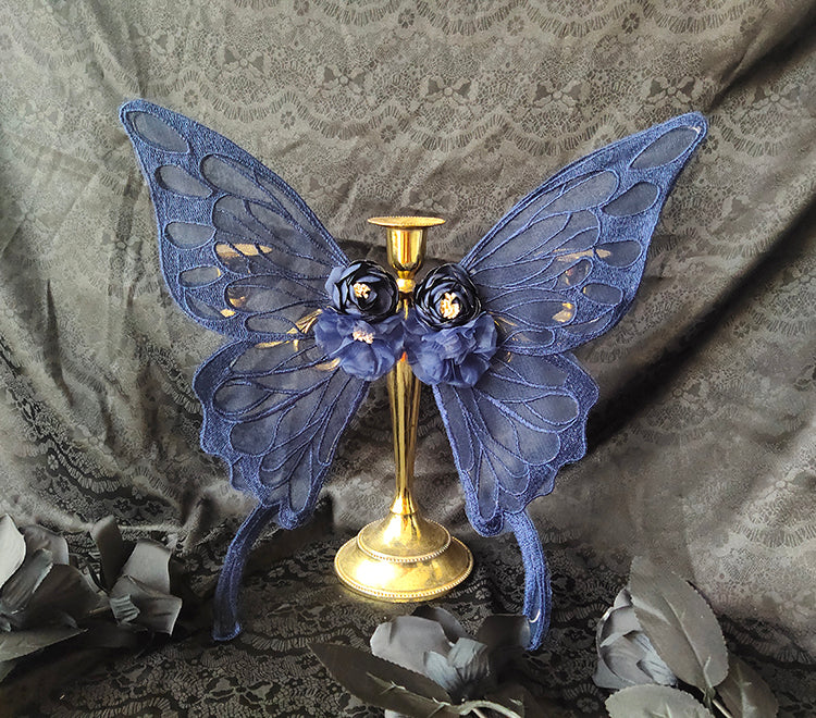 (Buyforme)Fairy Tales~Embroidered Gothic Bridal Hairclip Hanfu Lolita Headwear free size navy blue 