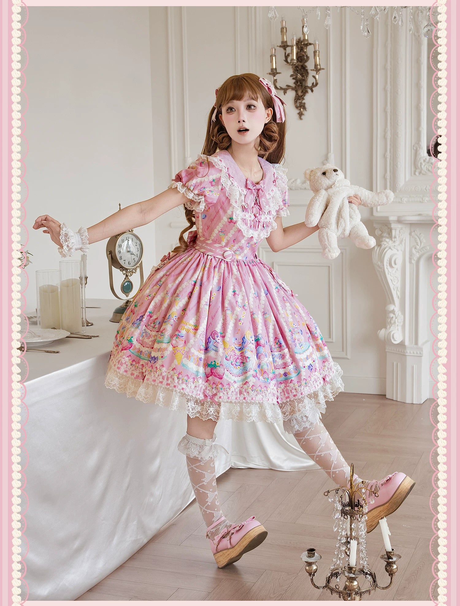 Macaron - Printed Sweet Lolita OP Dress, Old School Lolita JSK Available 45078:833986