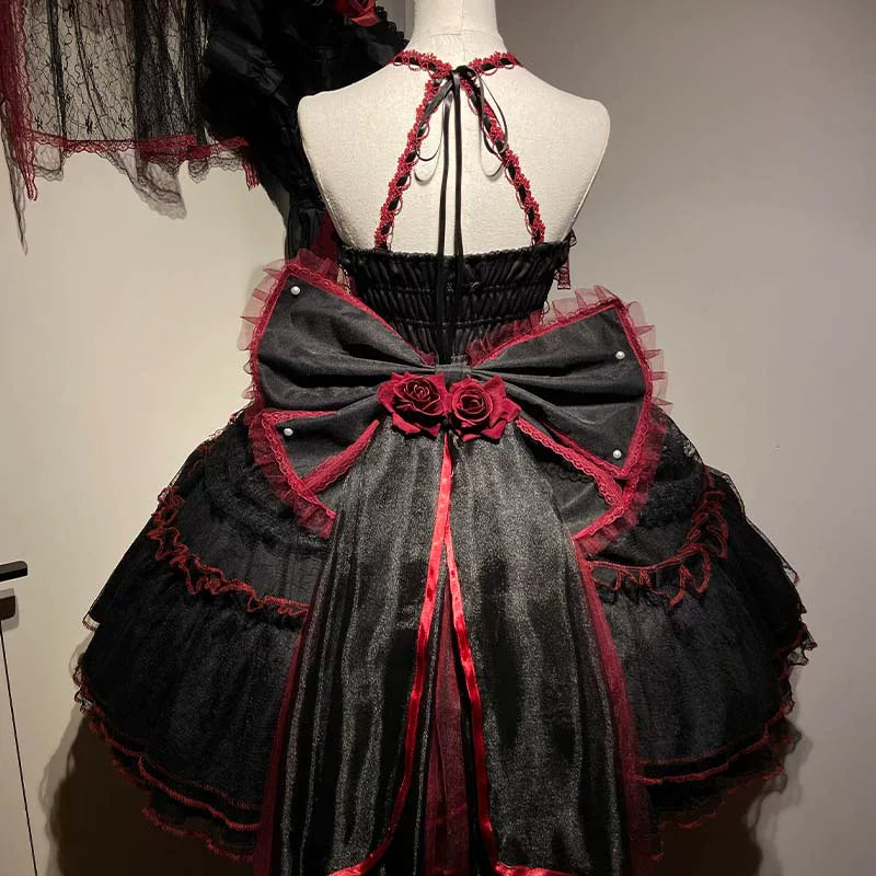 Cascading Poetry - Gothic Lolita JSK Dress, Lace & Tiered Hem
