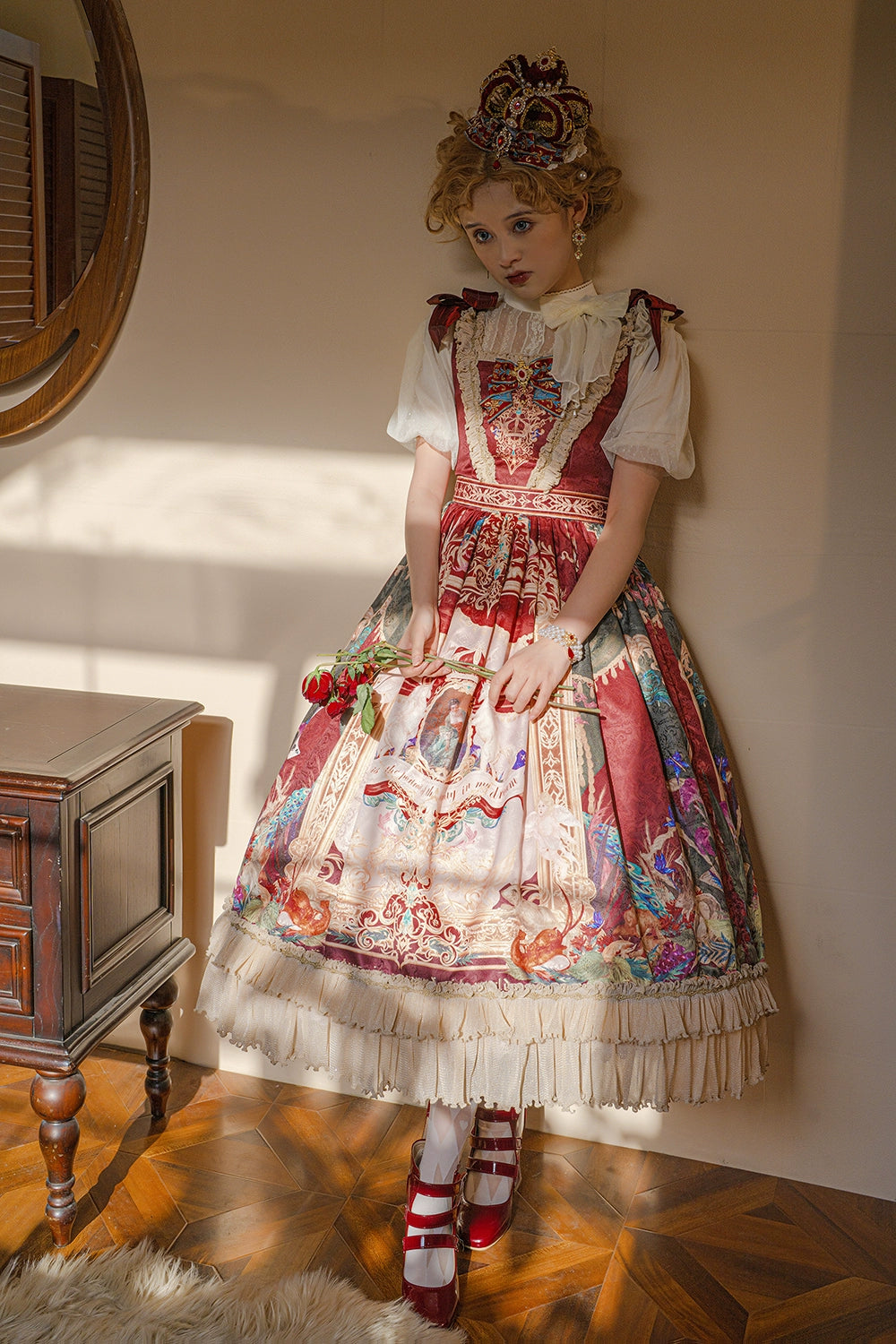 Miss Point~Kaleidoscope~Classical Lolita Shirt Dot Gauze Detachable Puff Sleeve Blouse Customized 35392:488826