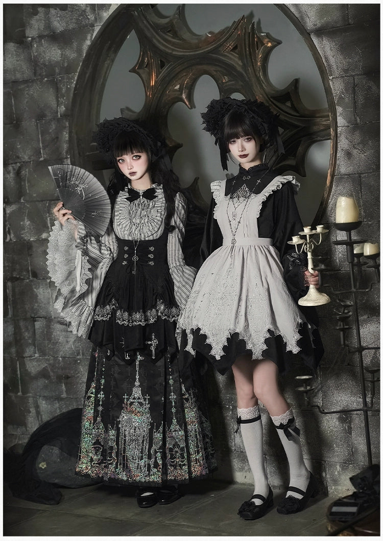 With PUJI - Letter and Poetry · Raven's Night Song - Oriental Aesthetics Gothic Lolita Dress Set