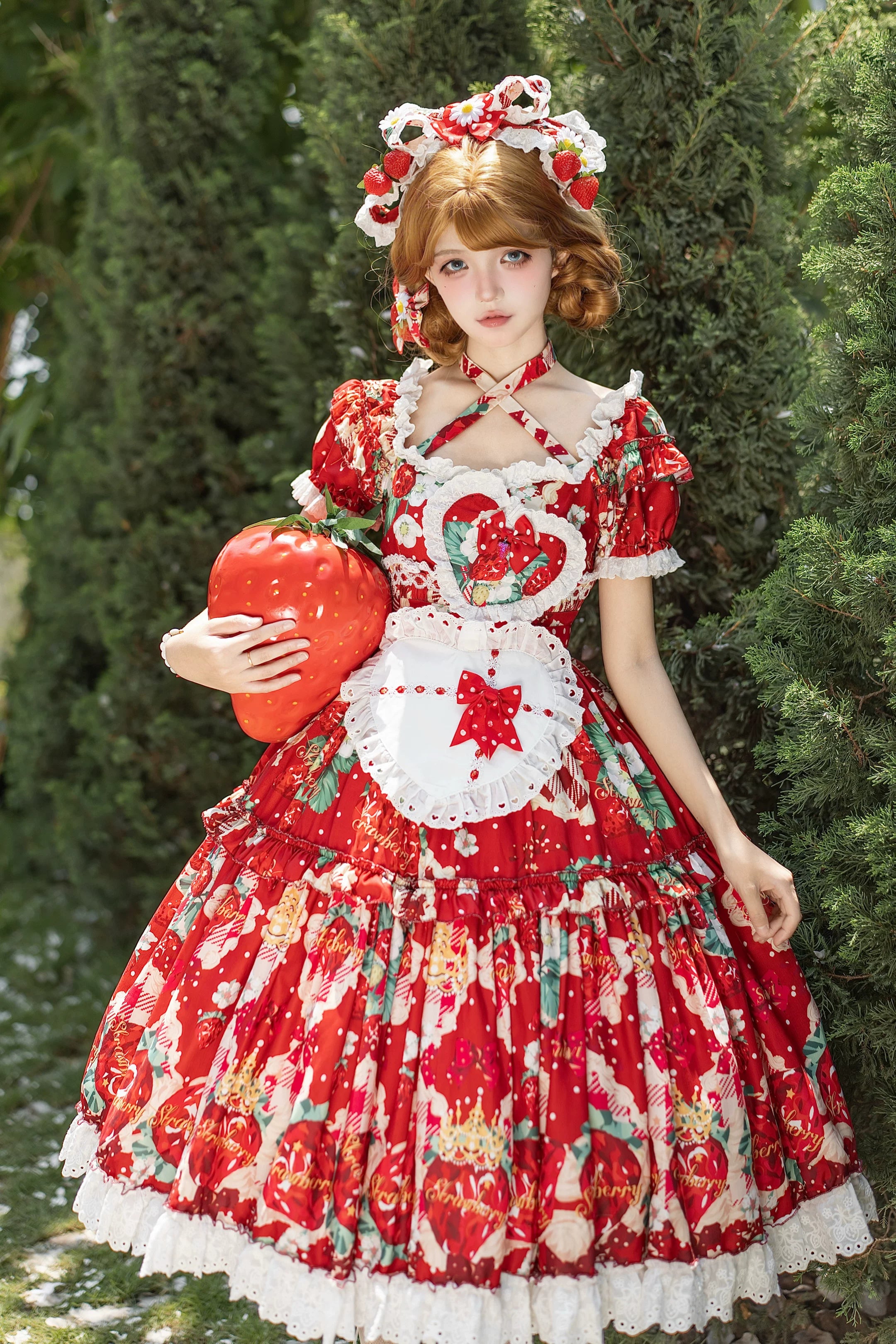 Crown Strawberry - Old School Lolita Crown Strawberry Printed OP Dress